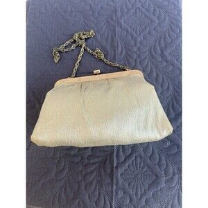 Vintage Ande Shimmering Gold Tone Retro Clutch Purse W/Mirror & Chain Glam Chic